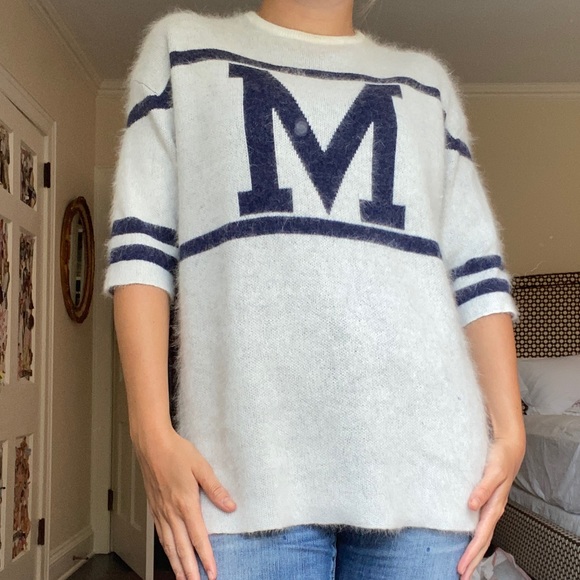 Gray Sweater with Navy ‘M’ - Picture 1 of 2